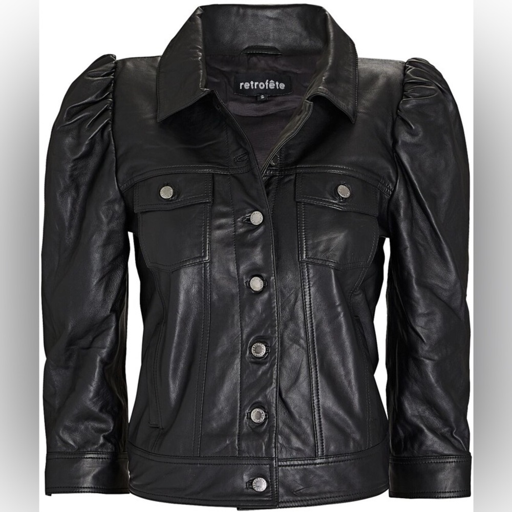 RETROFETE BLACK WAXED ADA JACKET WITH GOLD HARDWARE